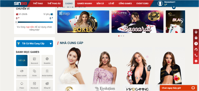 Live Casino Sin88 - Thiên đường bài bạc đẳng cấp của các tay chơi đỉnh cao